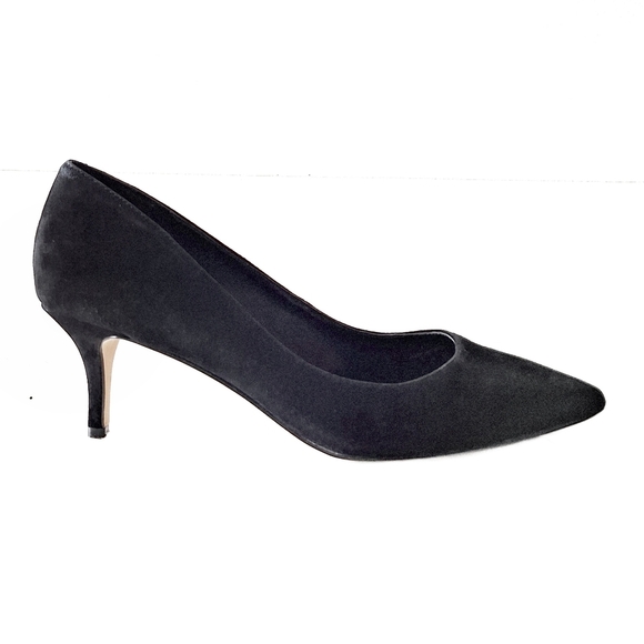 White House Black Market Suede Leather Kitten Heel Low Pumps Classic Office - Picture 2 of 8